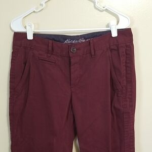 Eddie Bauer Women's Cotton Burgundy Chino Pants Fall Office Career Casual Size 8